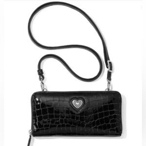 NWOT Brighton Bellissimo Heart Zip Wallet with Crossbody Strap